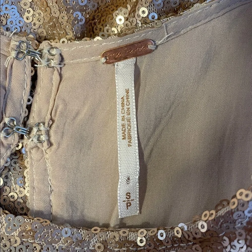 Free People Gold Sequin Mini Dress Small